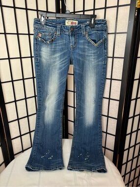 MEK Women’s Blue Distressed Flare Jeans - Size 29x32